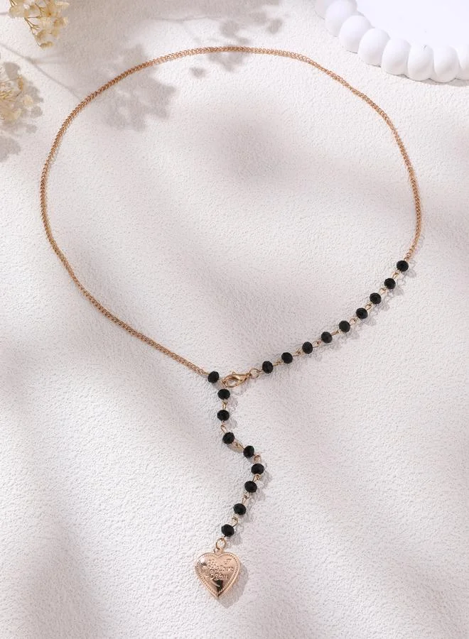 تايك تو عقد بنمط Y مع خرز ومدالية قلب